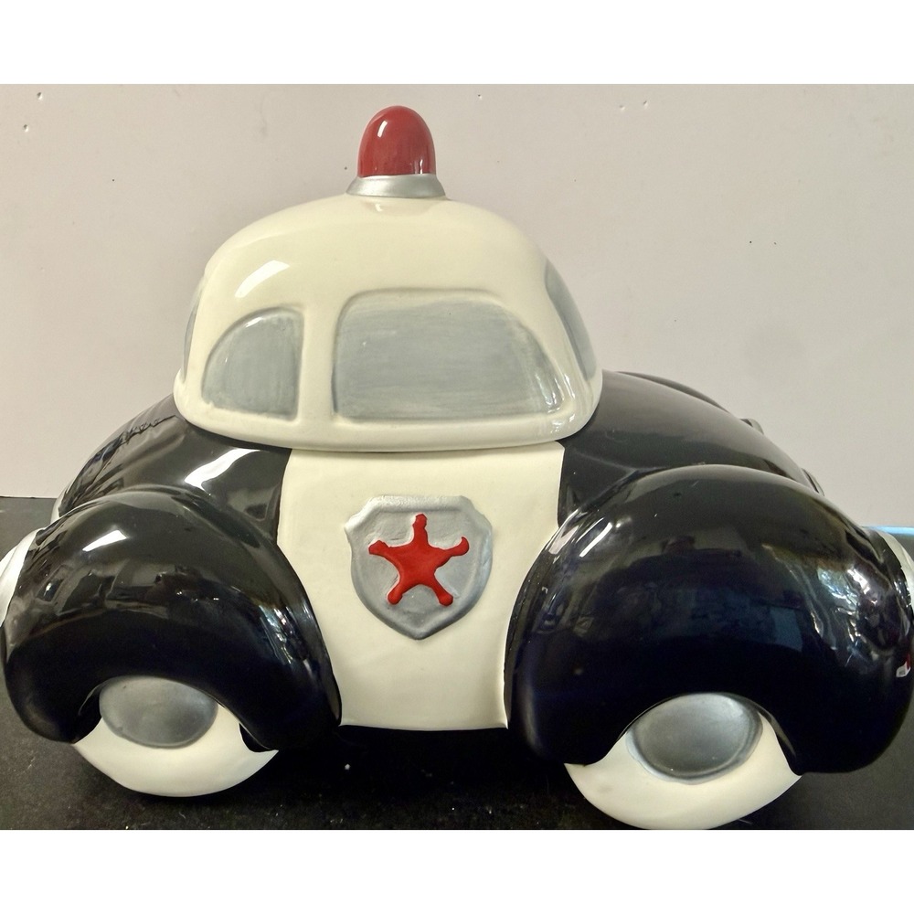 Vintage Style Old Fashioned Police Car Ceramic Cookie Jar Retro Beetle